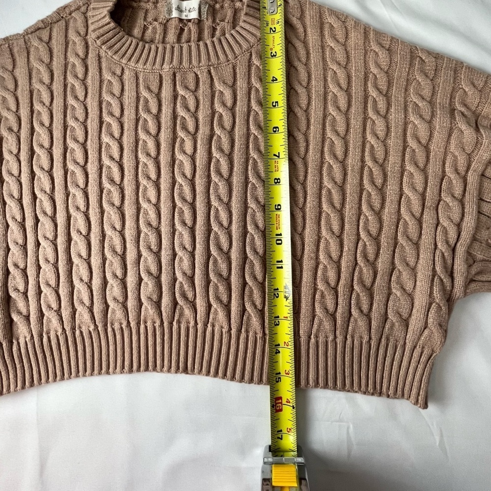 Altar'd State Tan Cable Knit Sweater, Size M - Picture 4 of 13